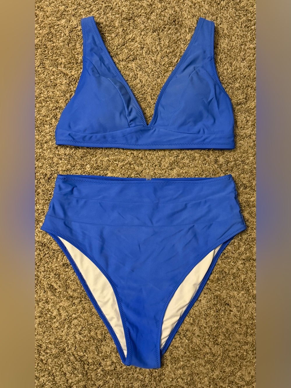 Avanova Woman’s Royal Blue Bikini with High Waisted Bottoms & PushUp Top